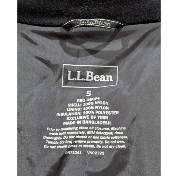 L.L. Bean Women's Black Insulated Primaloft Shell Jacket Zip up Hoody Size S - Picture 13 of 13